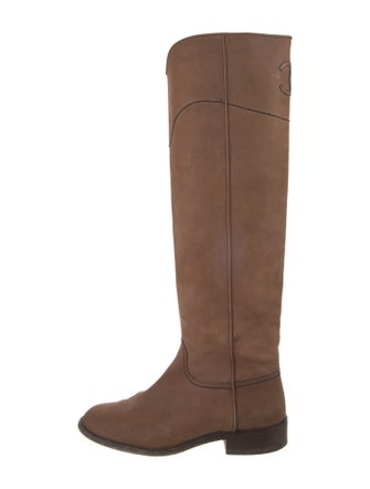 Chanel Interlocking CC Logo Leather Riding Boots