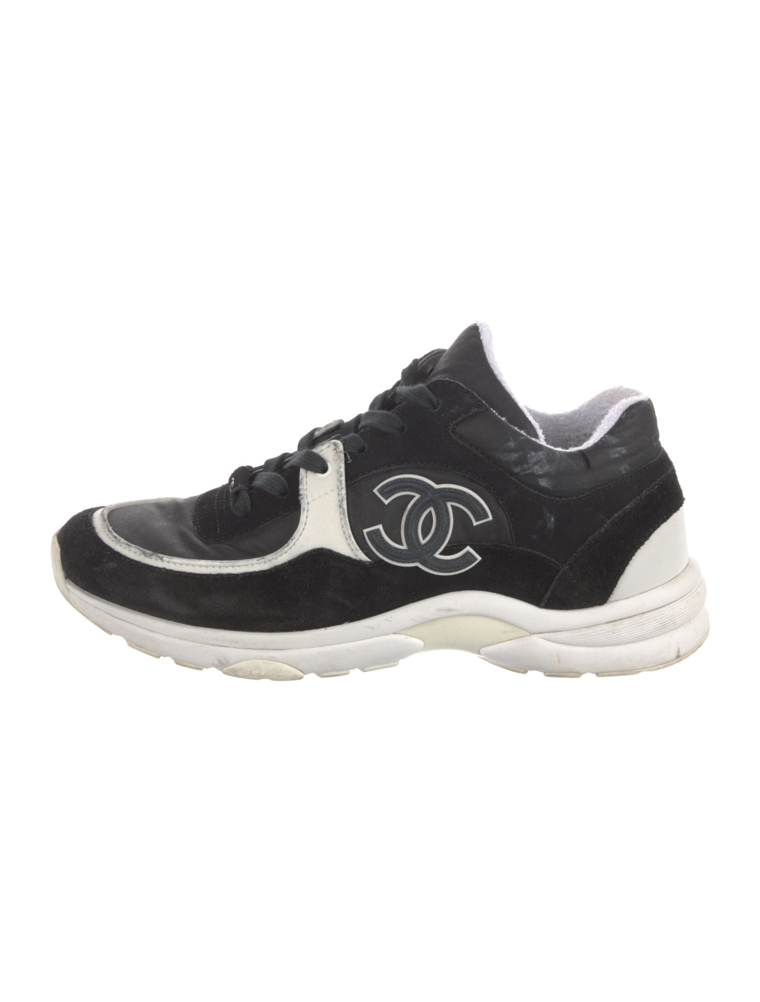 Chanel Interlocking CC Logo Suede Sneakers