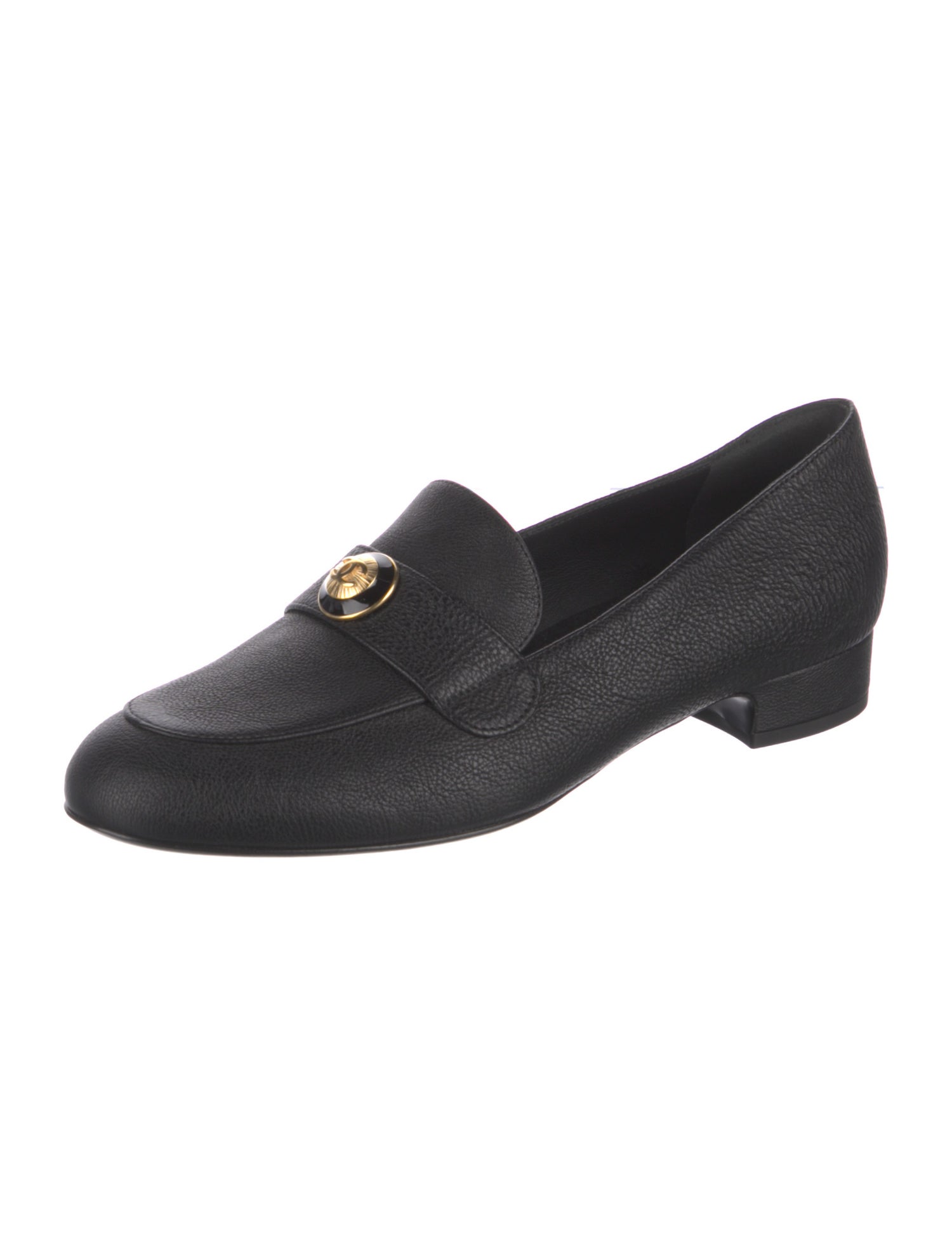 Chanel Interlocking CC Logo Leather Loafers