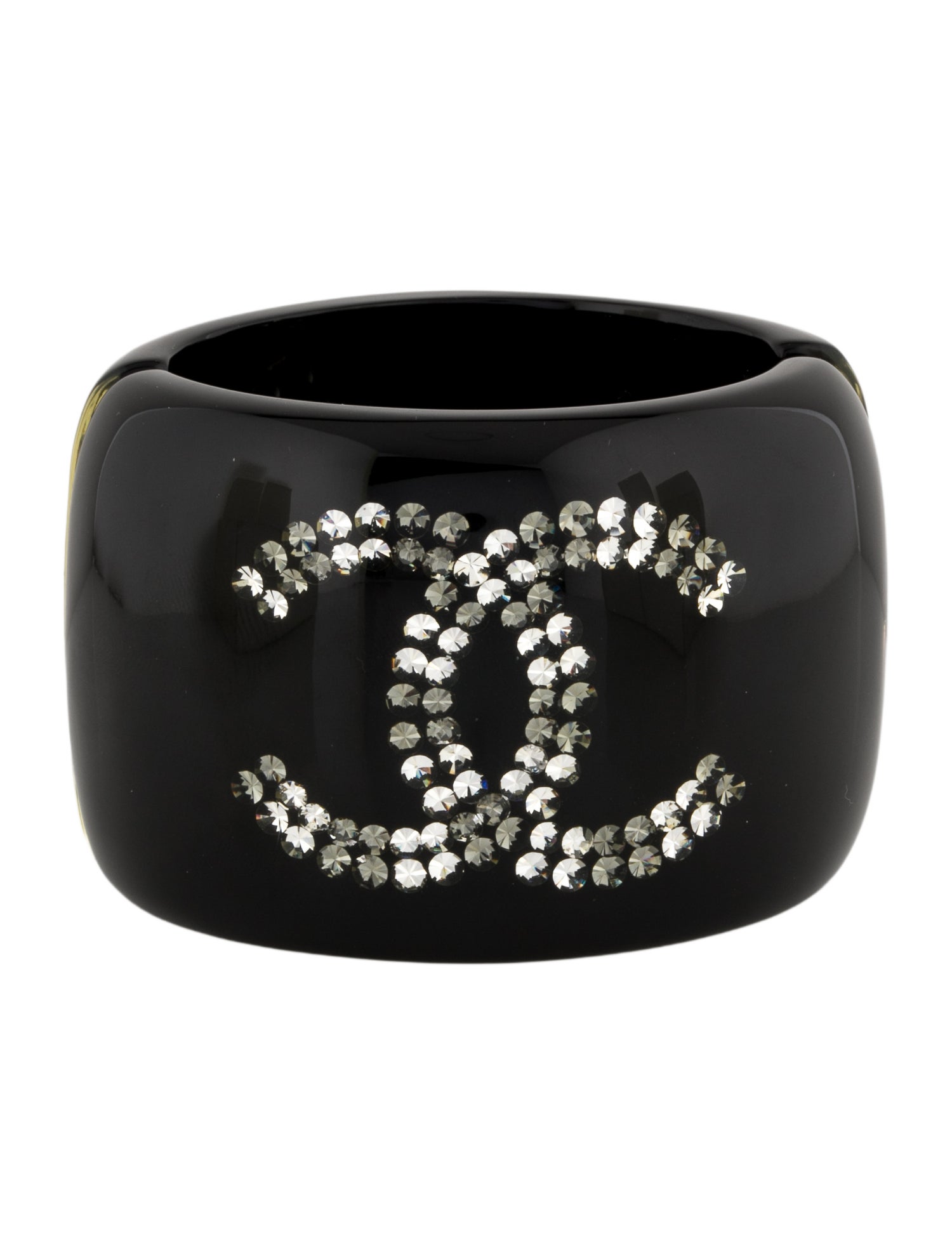 Chanel Strass & Resin CC Hinged Bangle