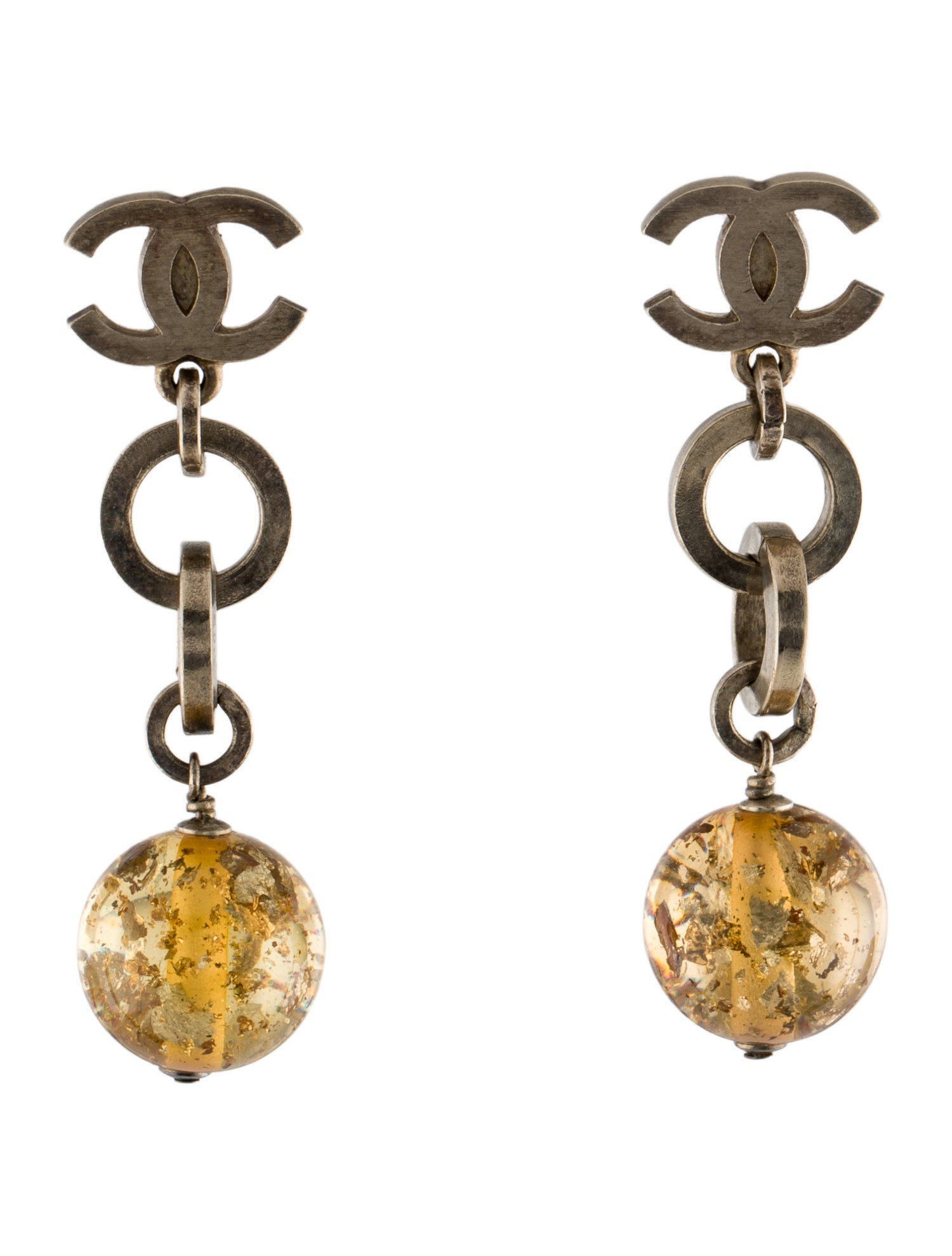 Chanel Resin CC Drop Earrings