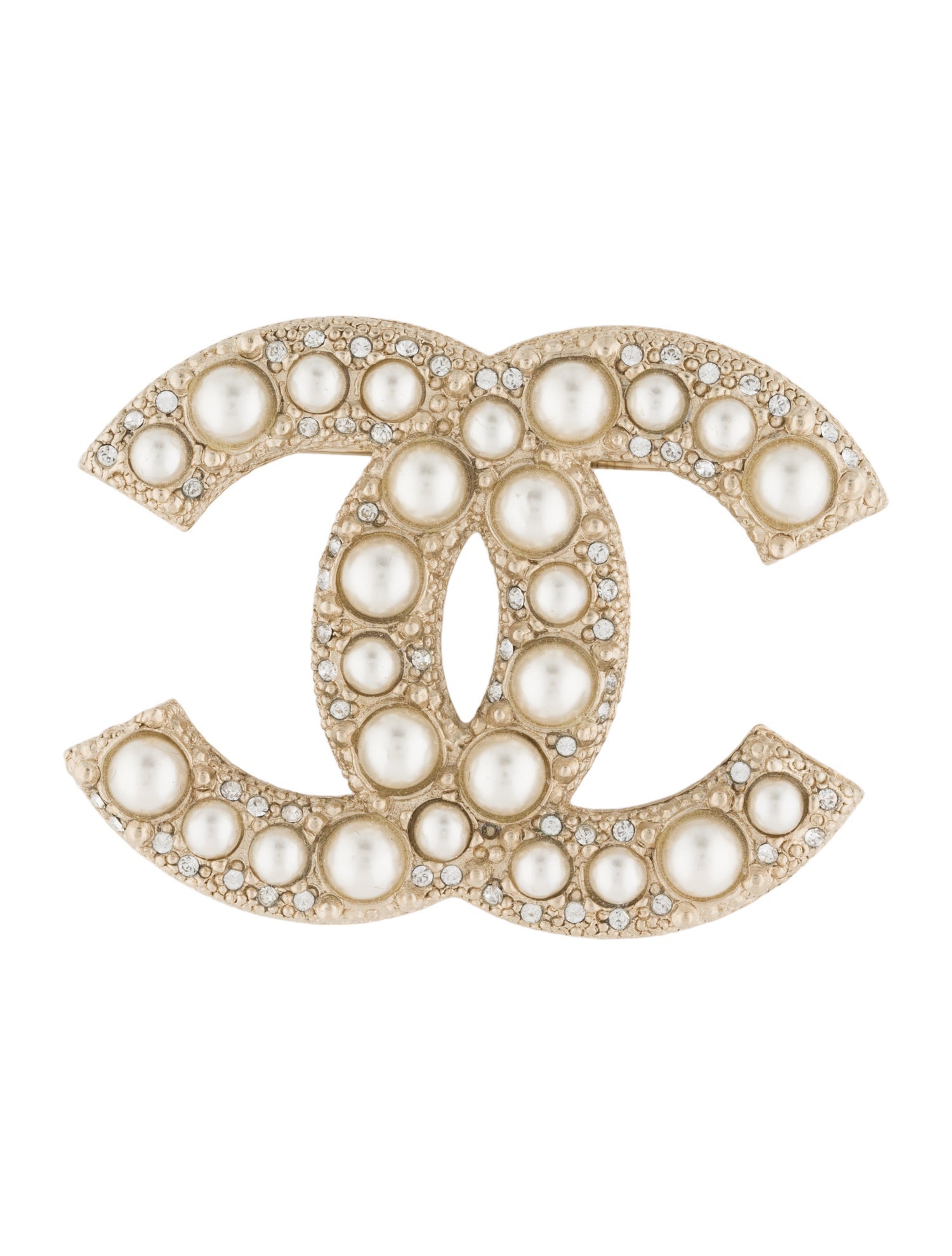 Chanel Faux Pearl & Strass CC Brooch