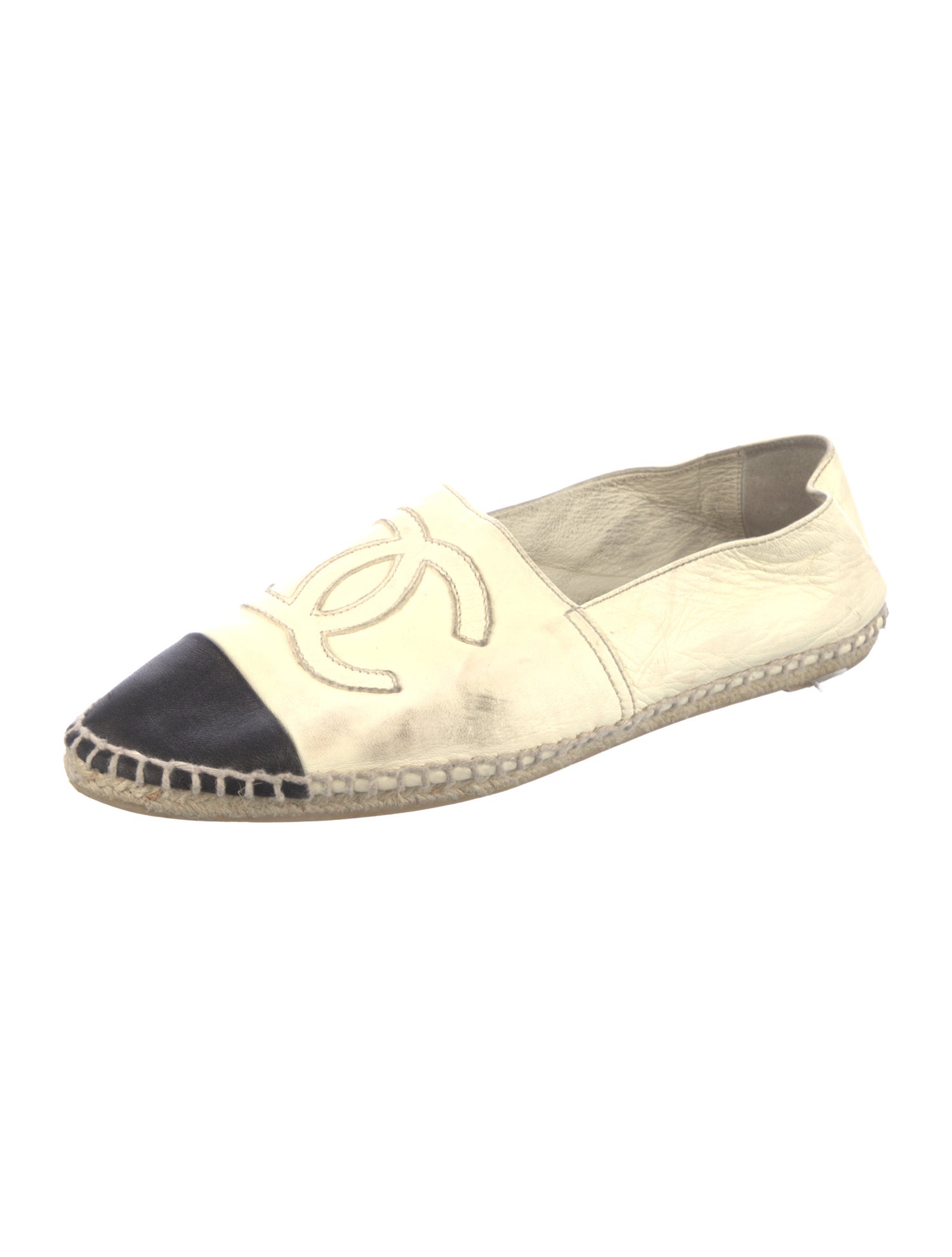 Chanel Interlocking CC Logo Leather Espadrilles