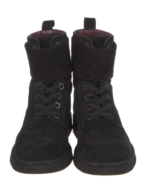 Chanel Interlocking CC Logo Suede Combat Boots