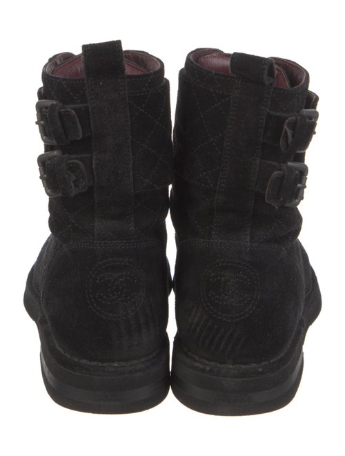 Chanel Interlocking CC Logo Suede Combat Boots