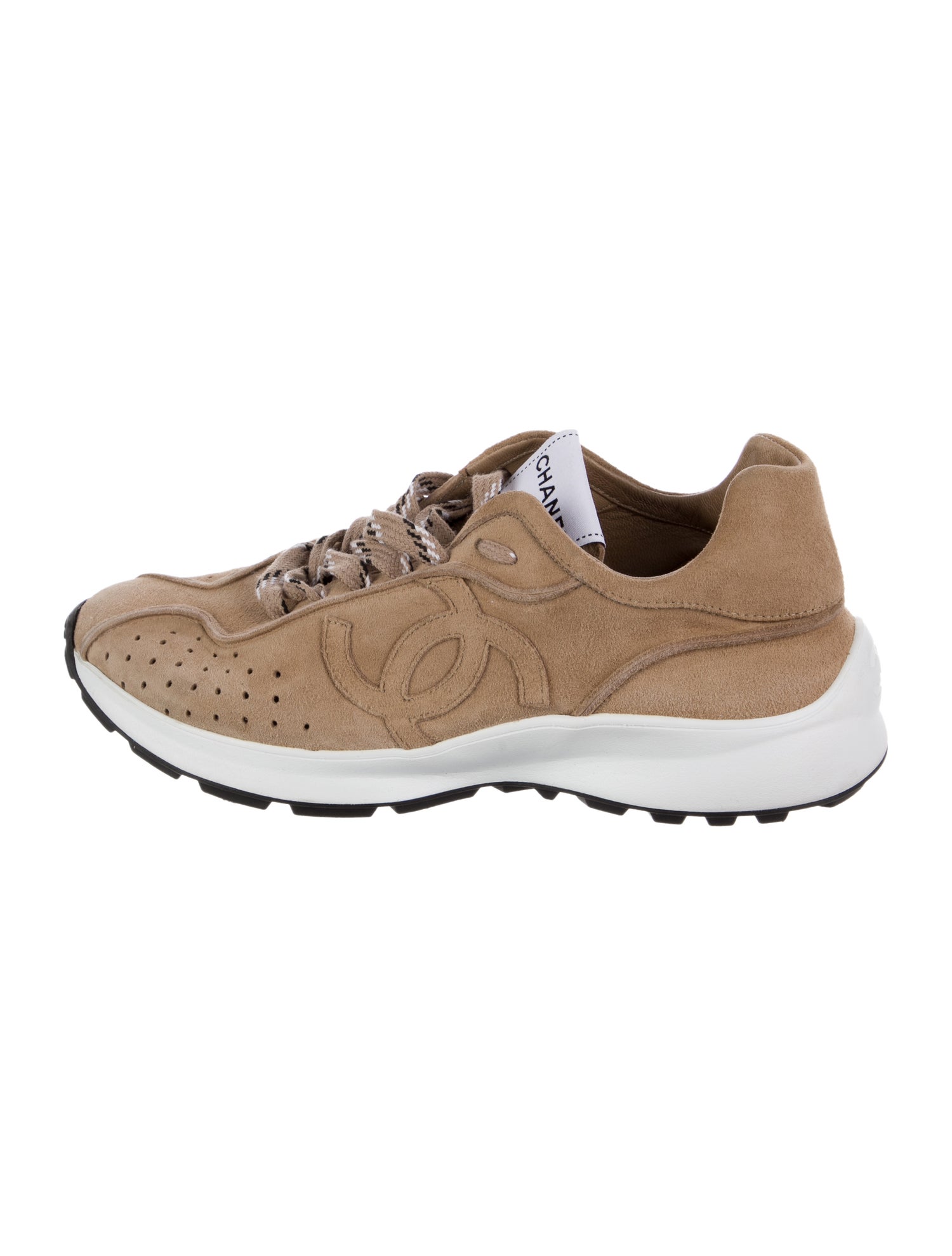 Chanel Interlocking CC Logo Suede Sneakers