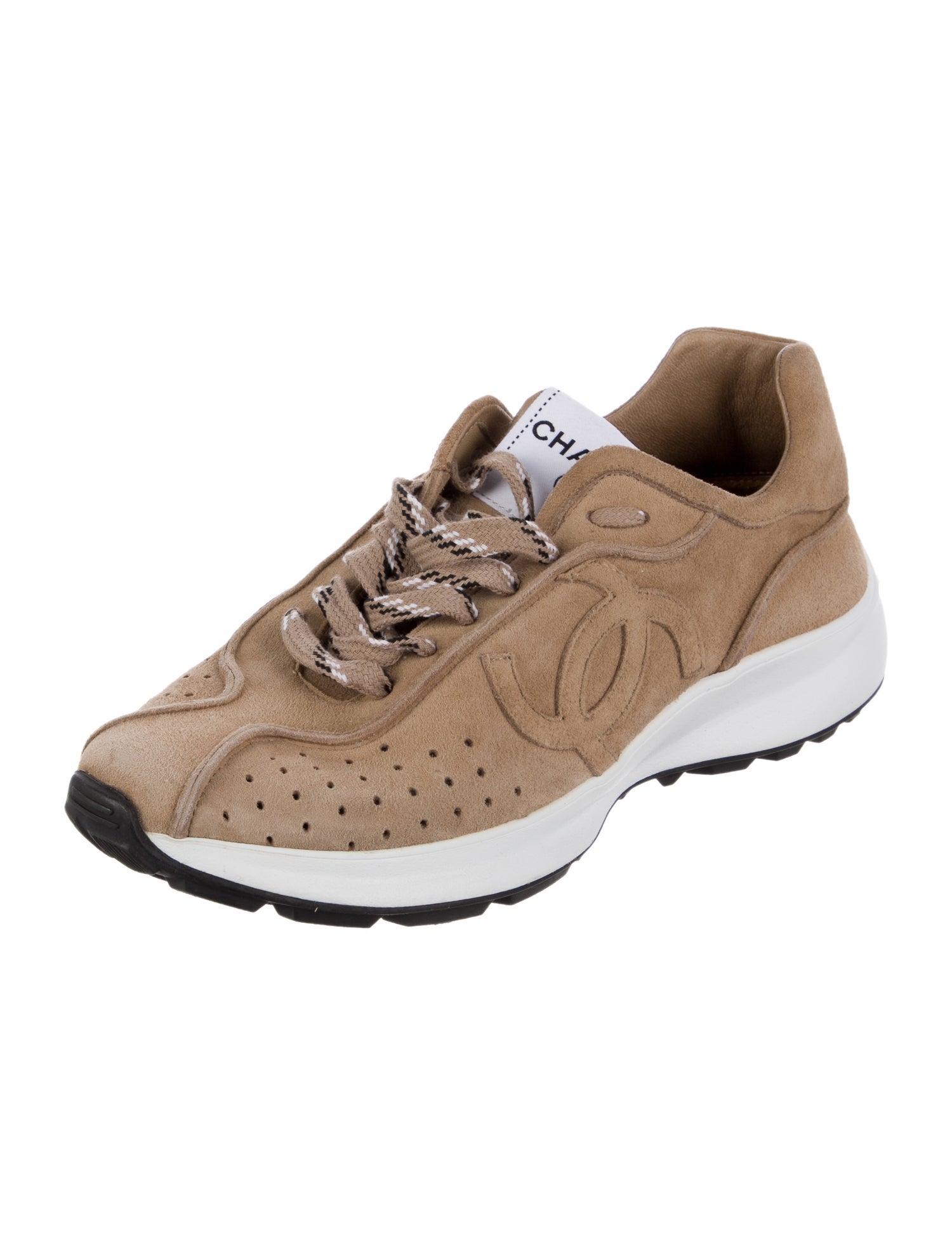 Chanel Interlocking CC Logo Suede Sneakers