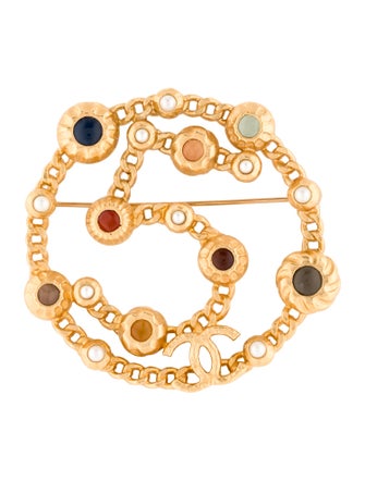 Chanel Faux Pearl & Strass No. 5 Brooch