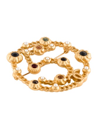 Chanel Faux Pearl & Strass No. 5 Brooch