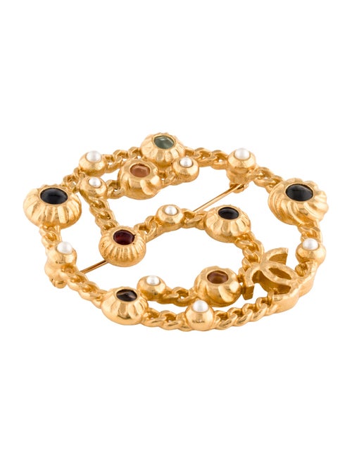 Chanel Faux Pearl & Strass No. 5 Brooch