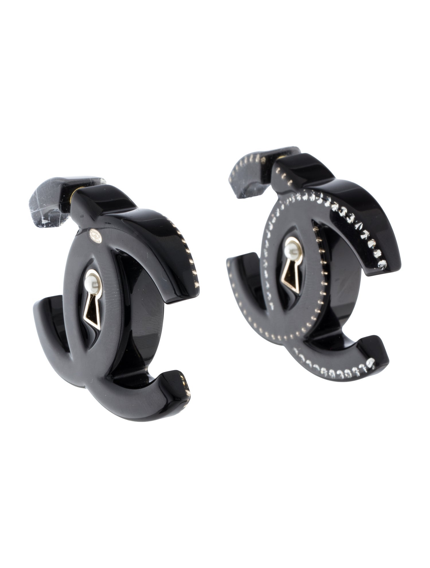 Chanel 2022 Faux Pearl, Resin & Strass CC Earrings