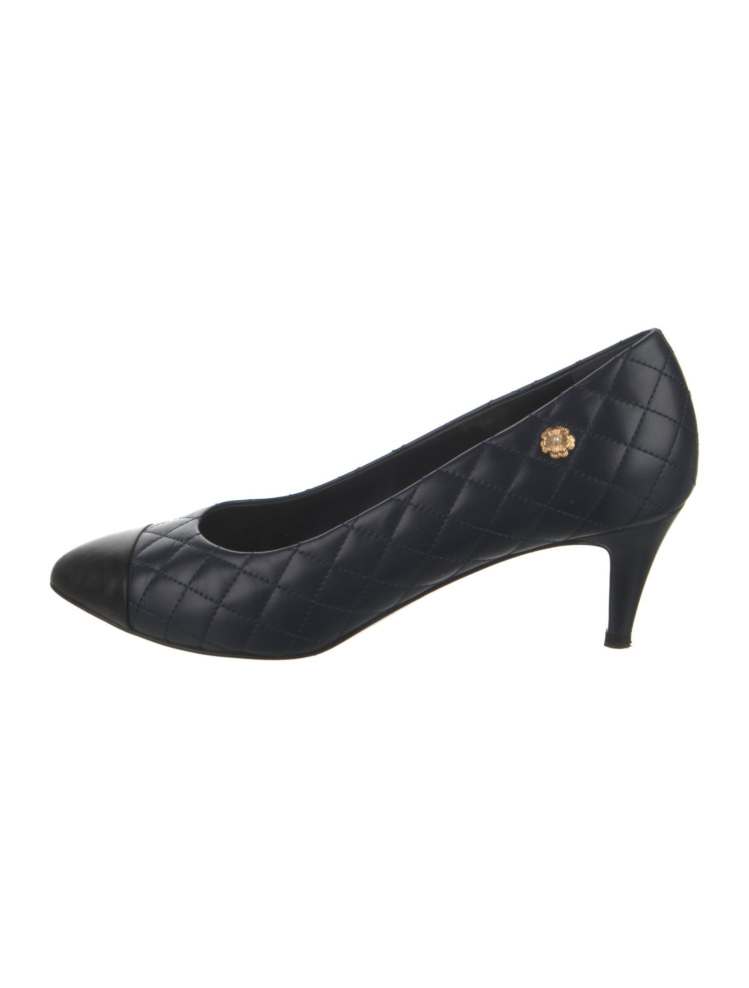 Chanel Camellia Accent Leather Pumps