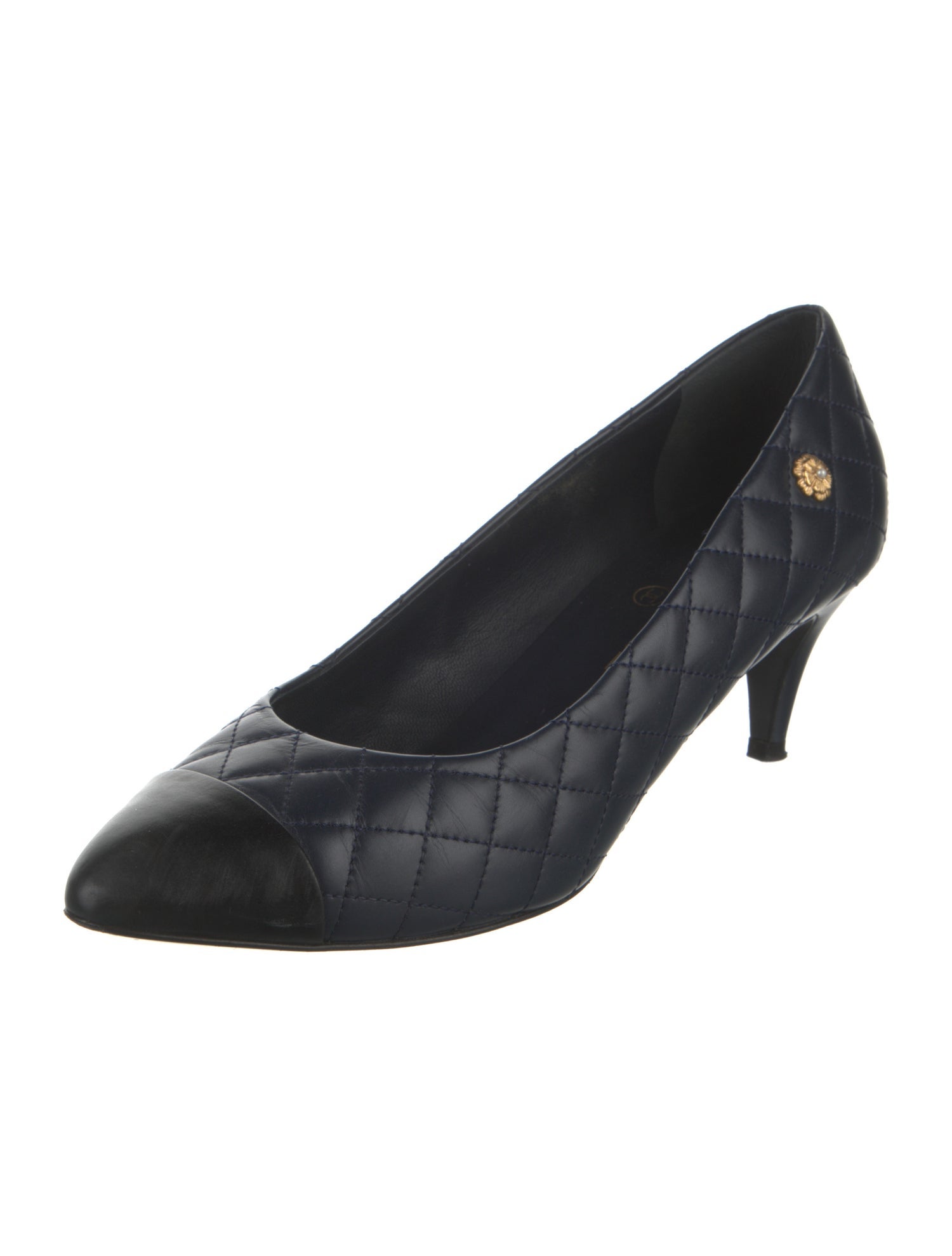 Chanel Camellia Accent Leather Pumps