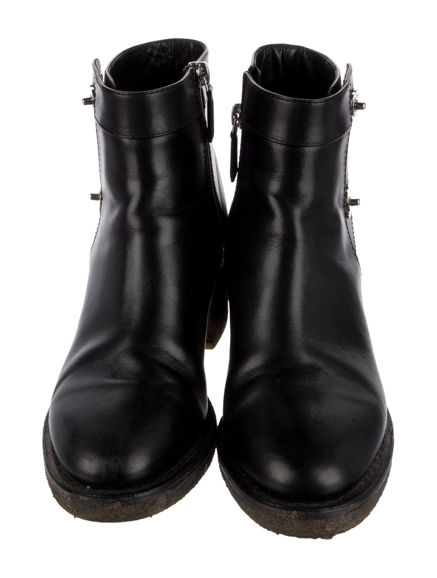 Chanel Interlocking CC Logo Leather Moto Boots