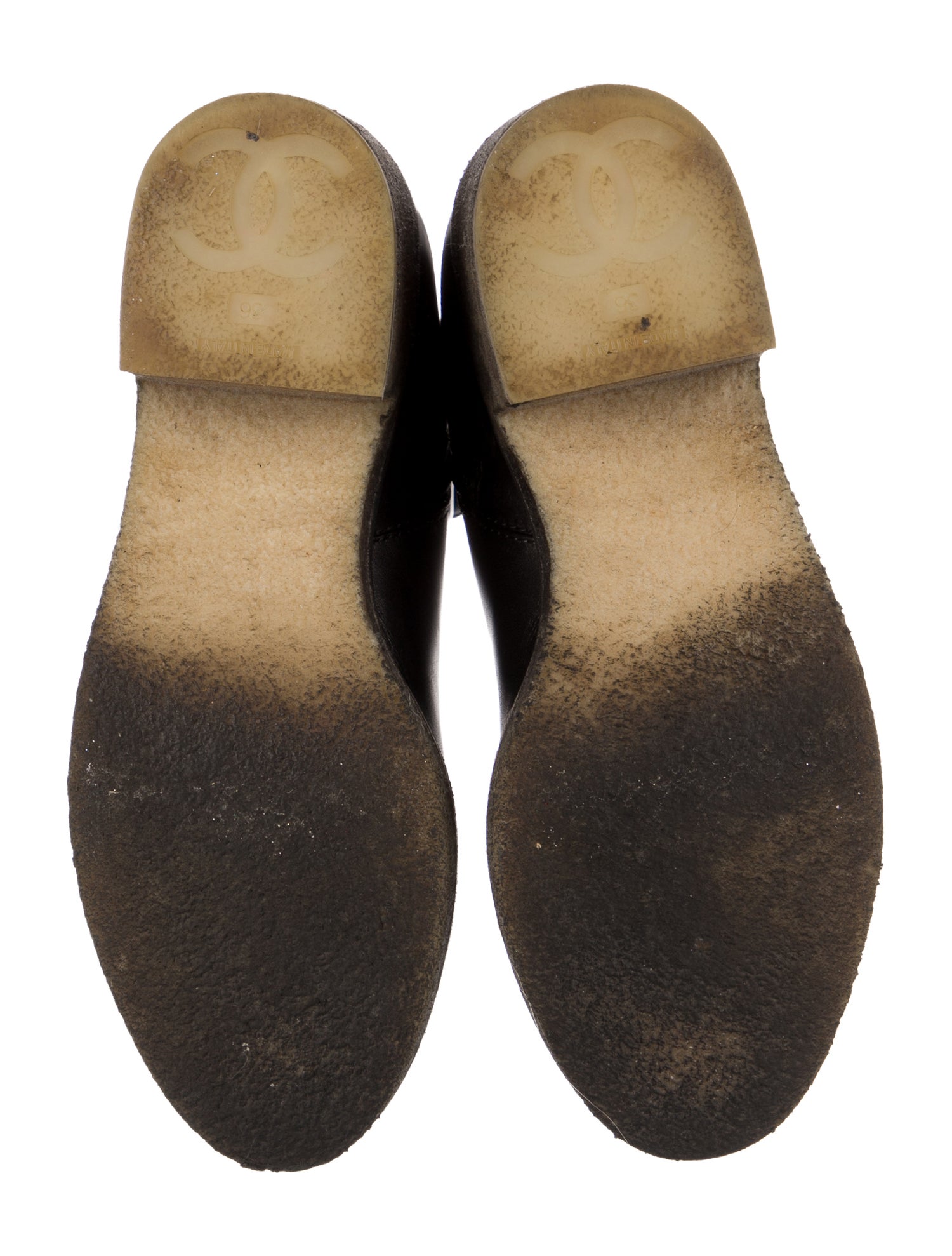 Chanel Interlocking CC Logo Leather Moto Boots