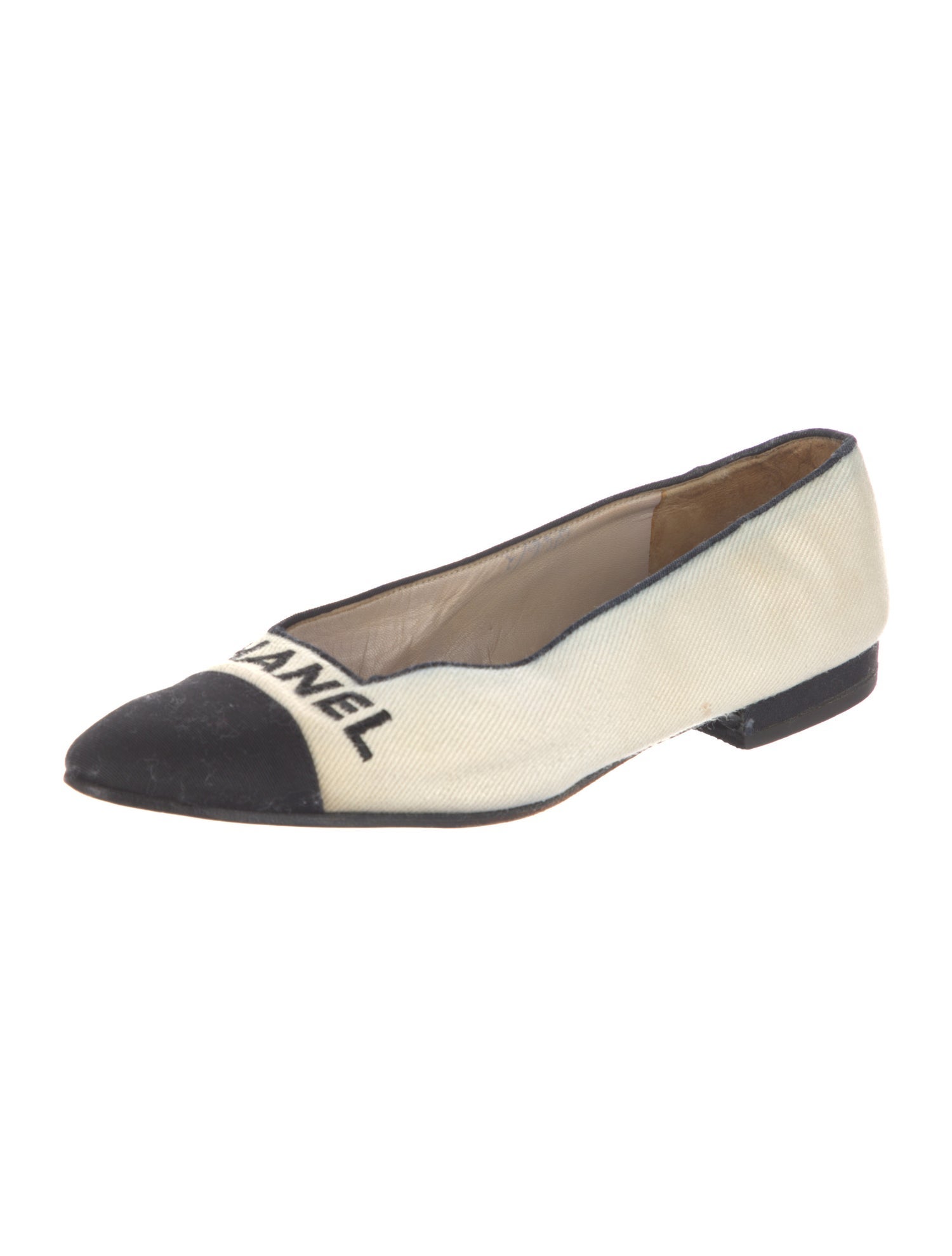 Chanel Interlocking CC Logo Canvas Ballet Flats