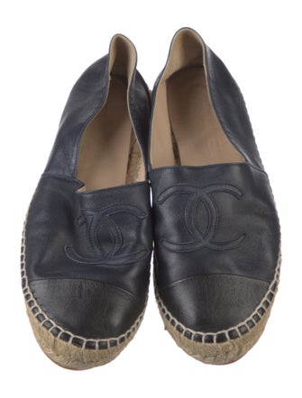Chanel Interlocking CC Logo Leather Espadrilles