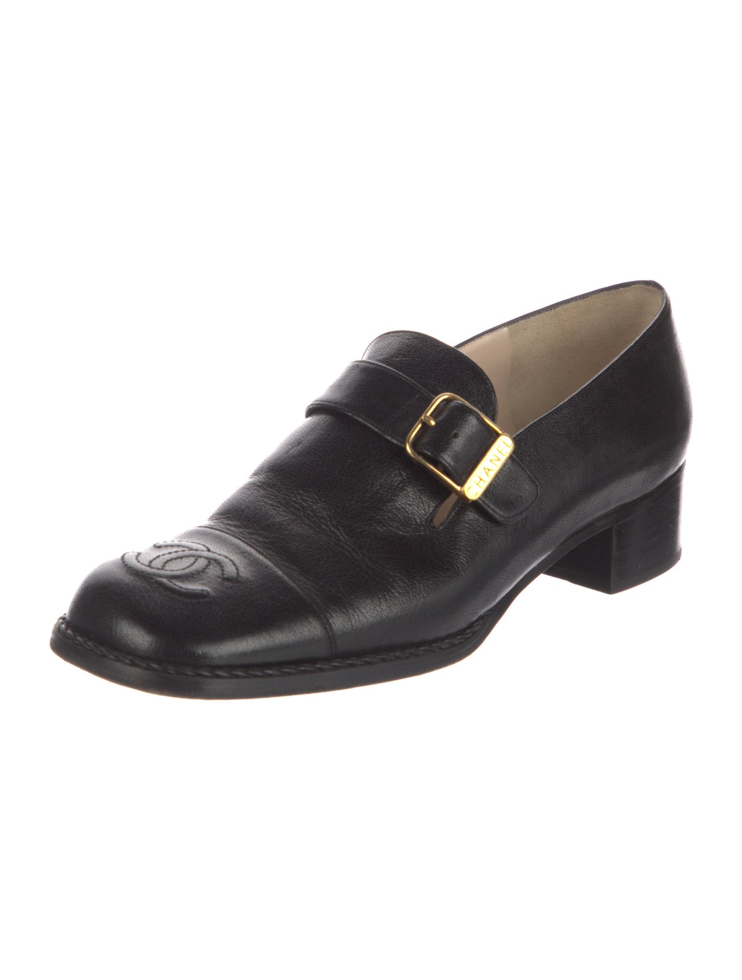 Chanel Interlocking CC Logo Leather Loafers