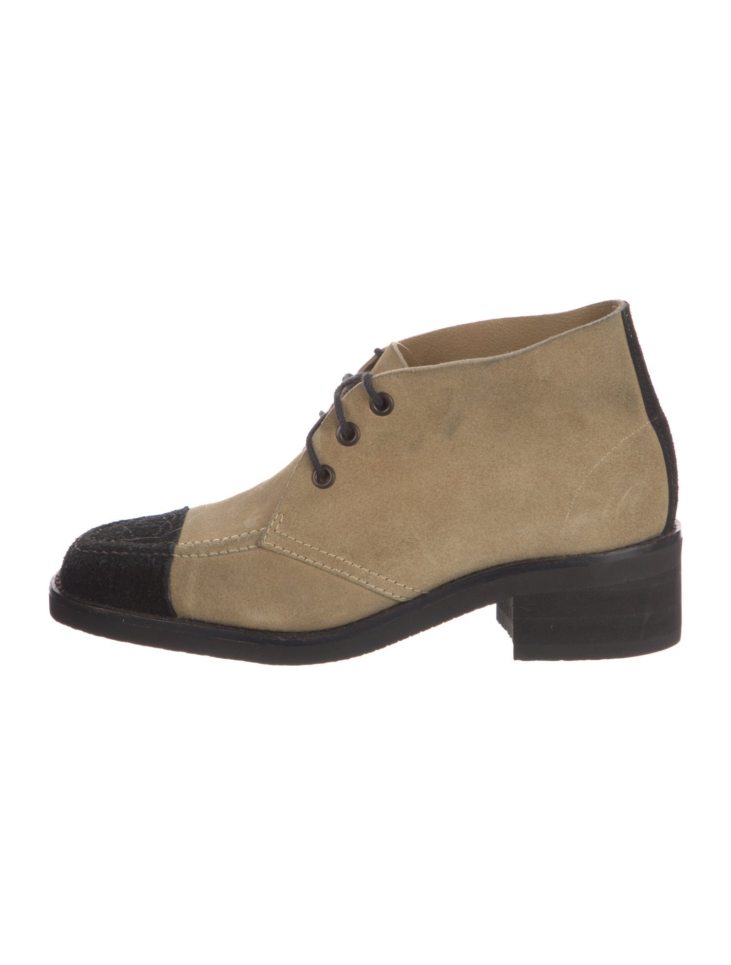 Chanel Interlocking CC Logo Suede Lace-Up Boots