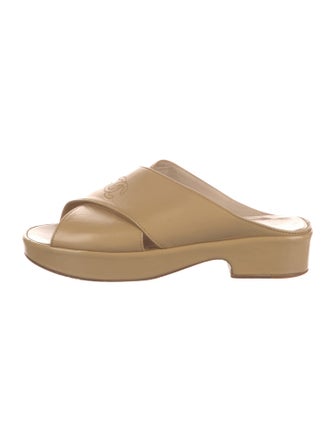 Chanel Interlocking CC Logo Leather Slides