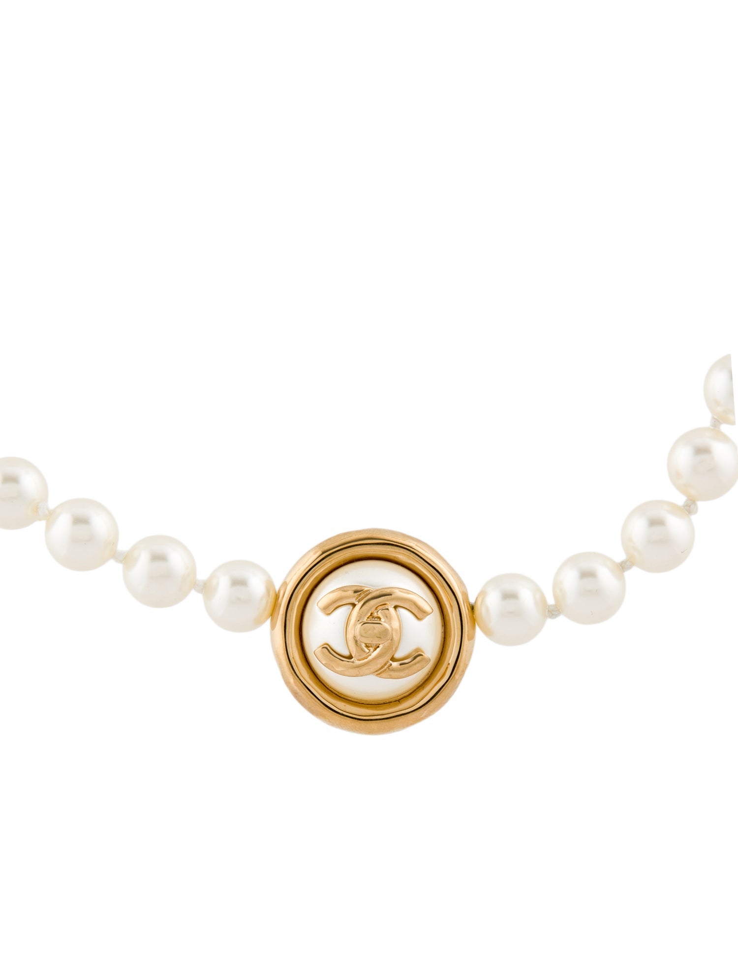 Chanel 2024 Faux Pearl CC Bead Pendant Necklace