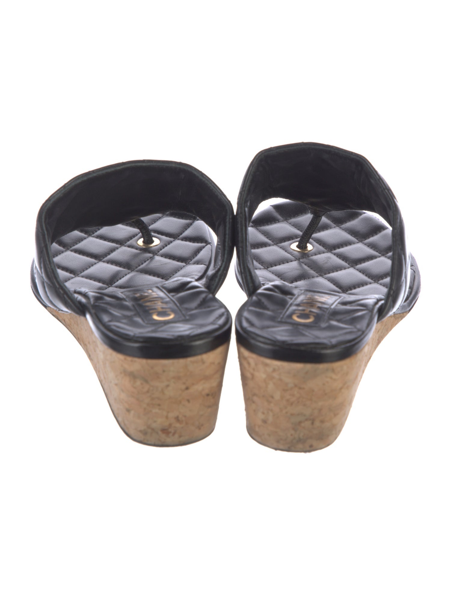 Chanel Interlocking CC Logo Leather Flip Flops