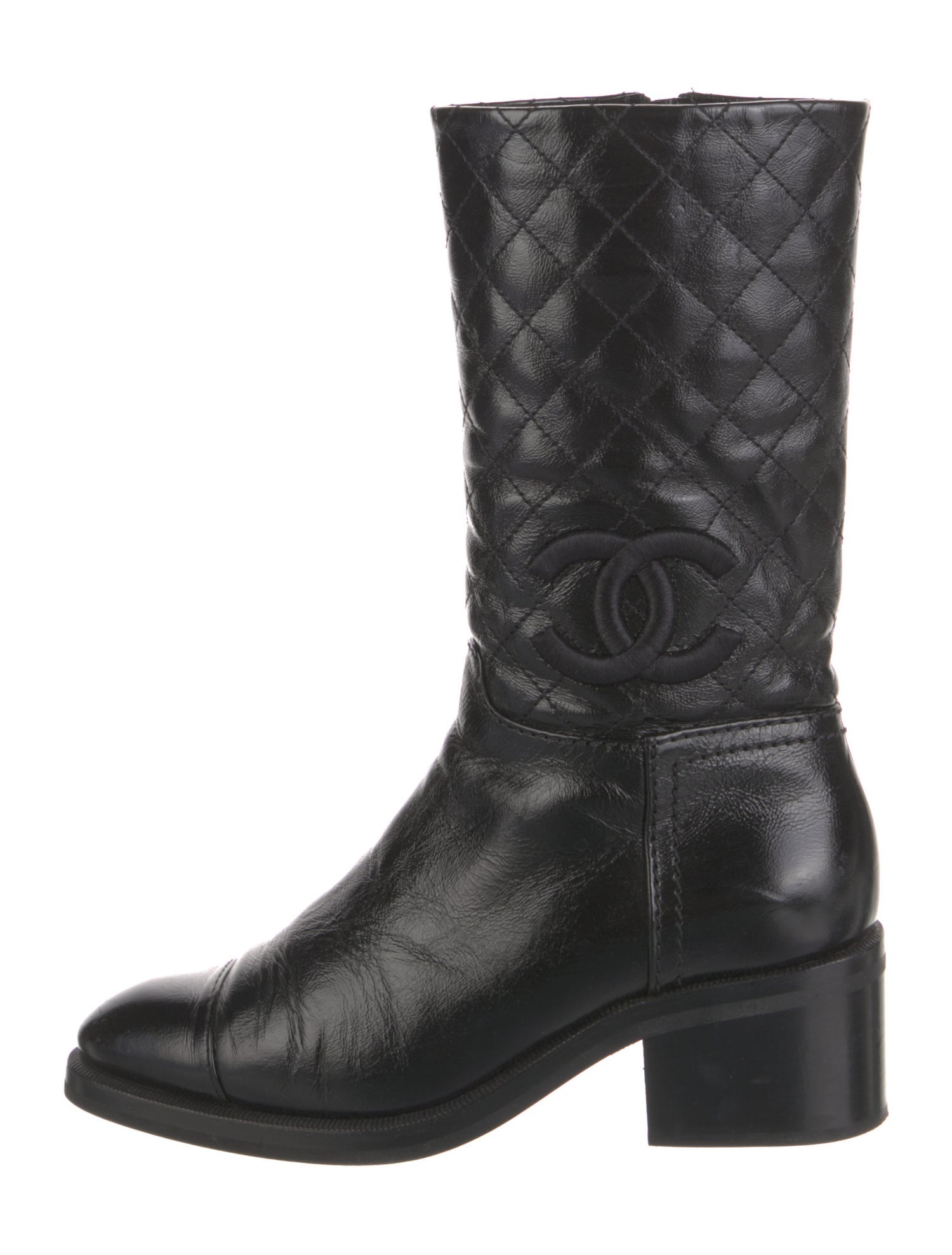 Chanel Interlocking CC Logo Leather Boots