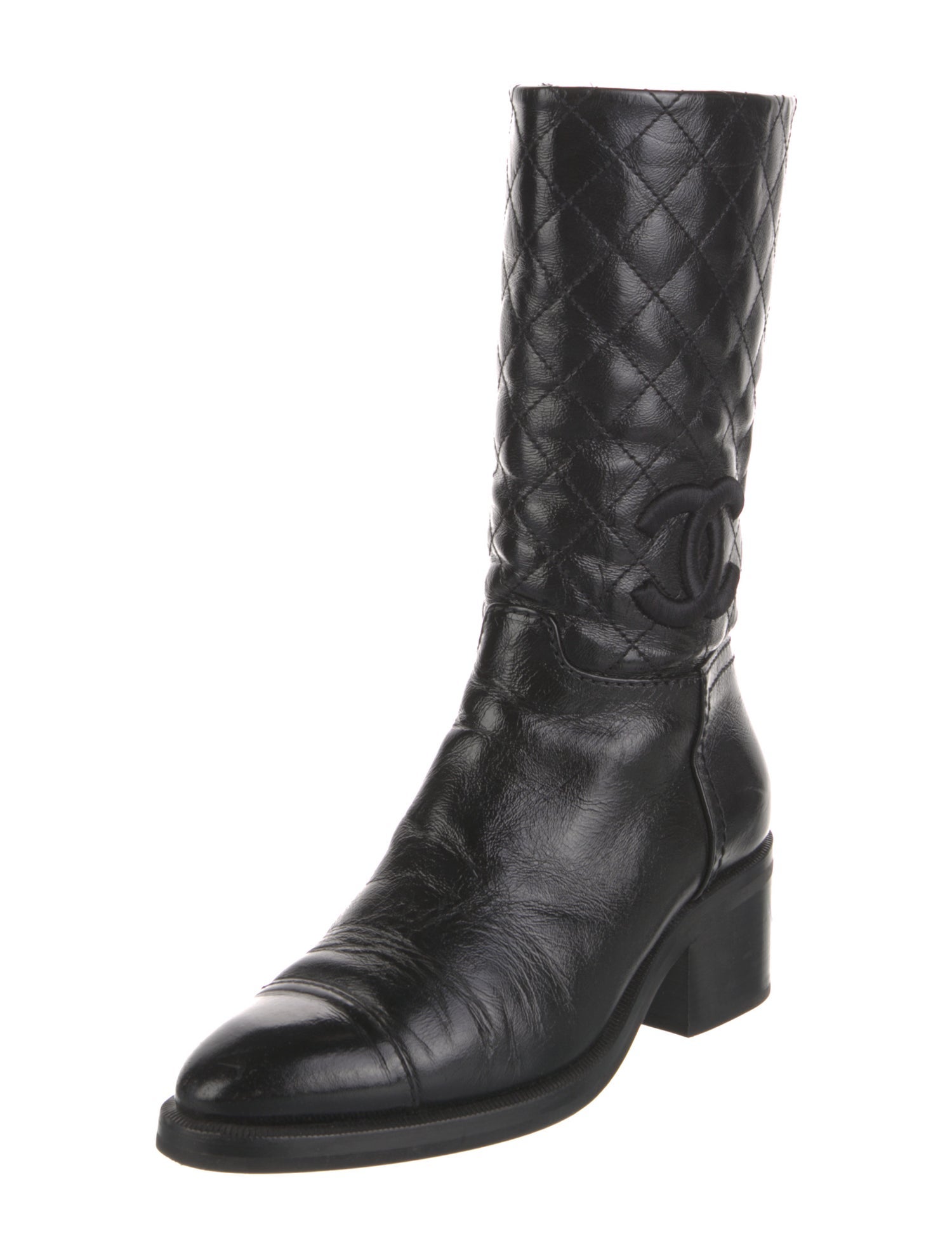 Chanel Interlocking CC Logo Leather Boots