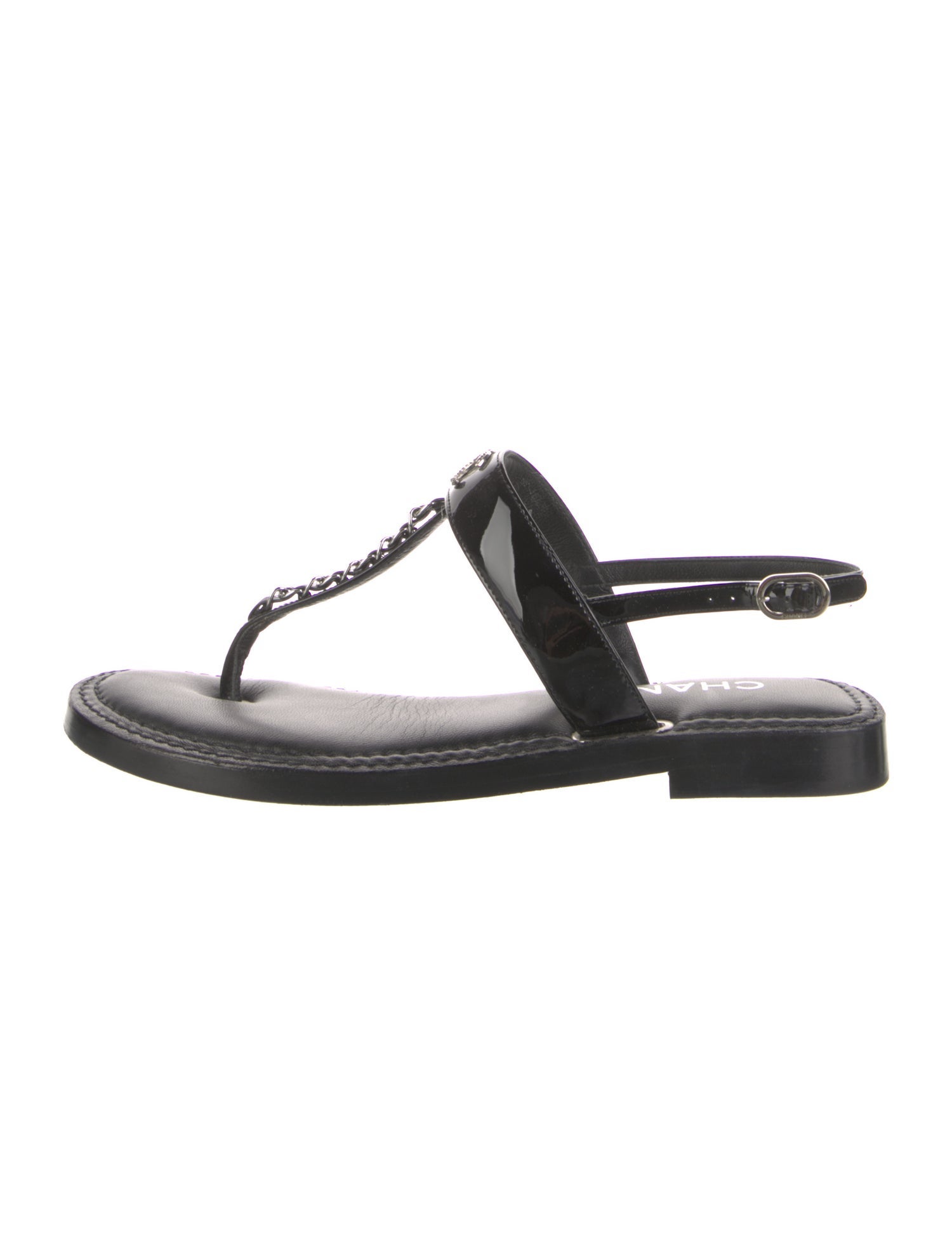 Chanel 2022 Interlocking CC Logo T-Strap Sandals