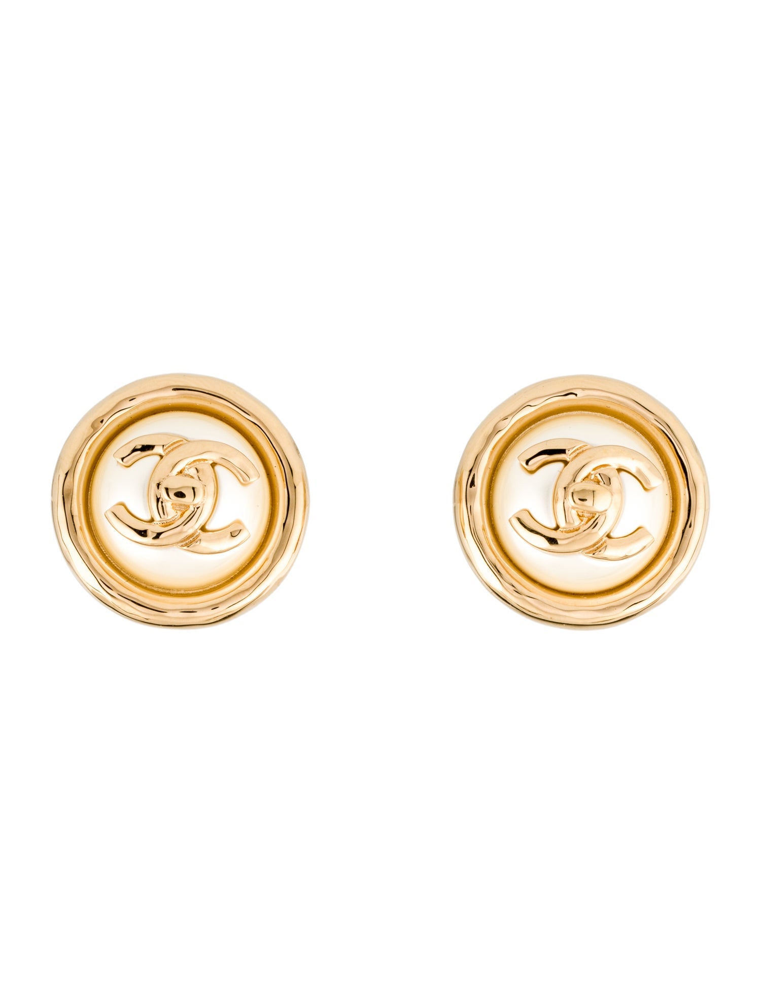 Chanel 2024 Faux Pearl CC Turn Lock Stud Earrings