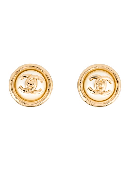 Chanel 2024 Faux Pearl CC Turn Lock Stud Earrings