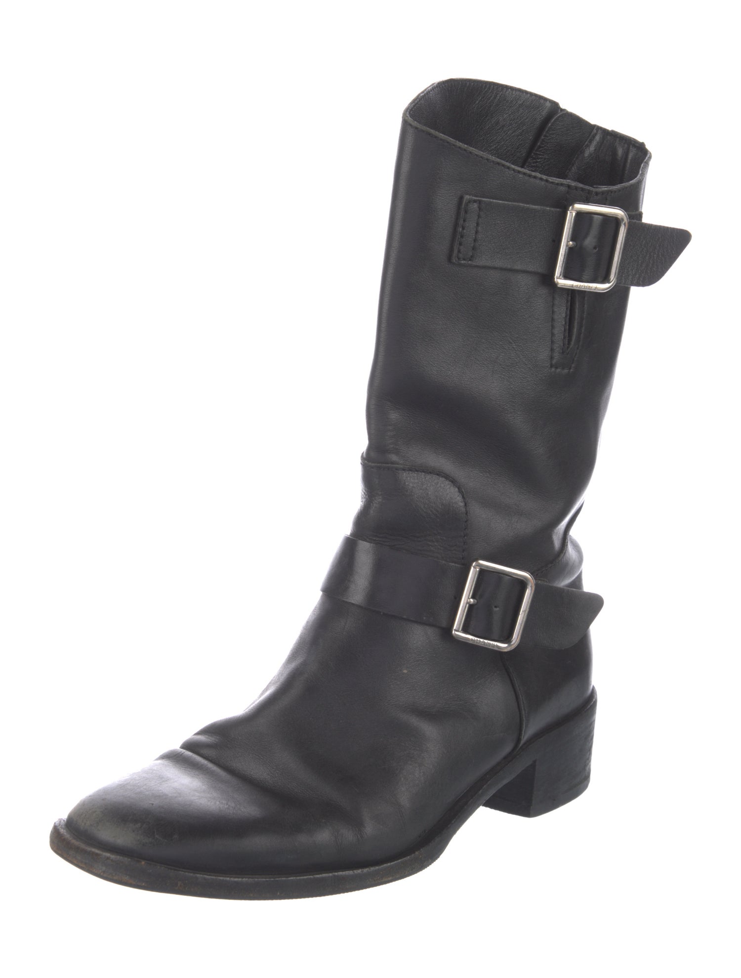 Chanel Interlocking CC Logo Leather Moto Boots