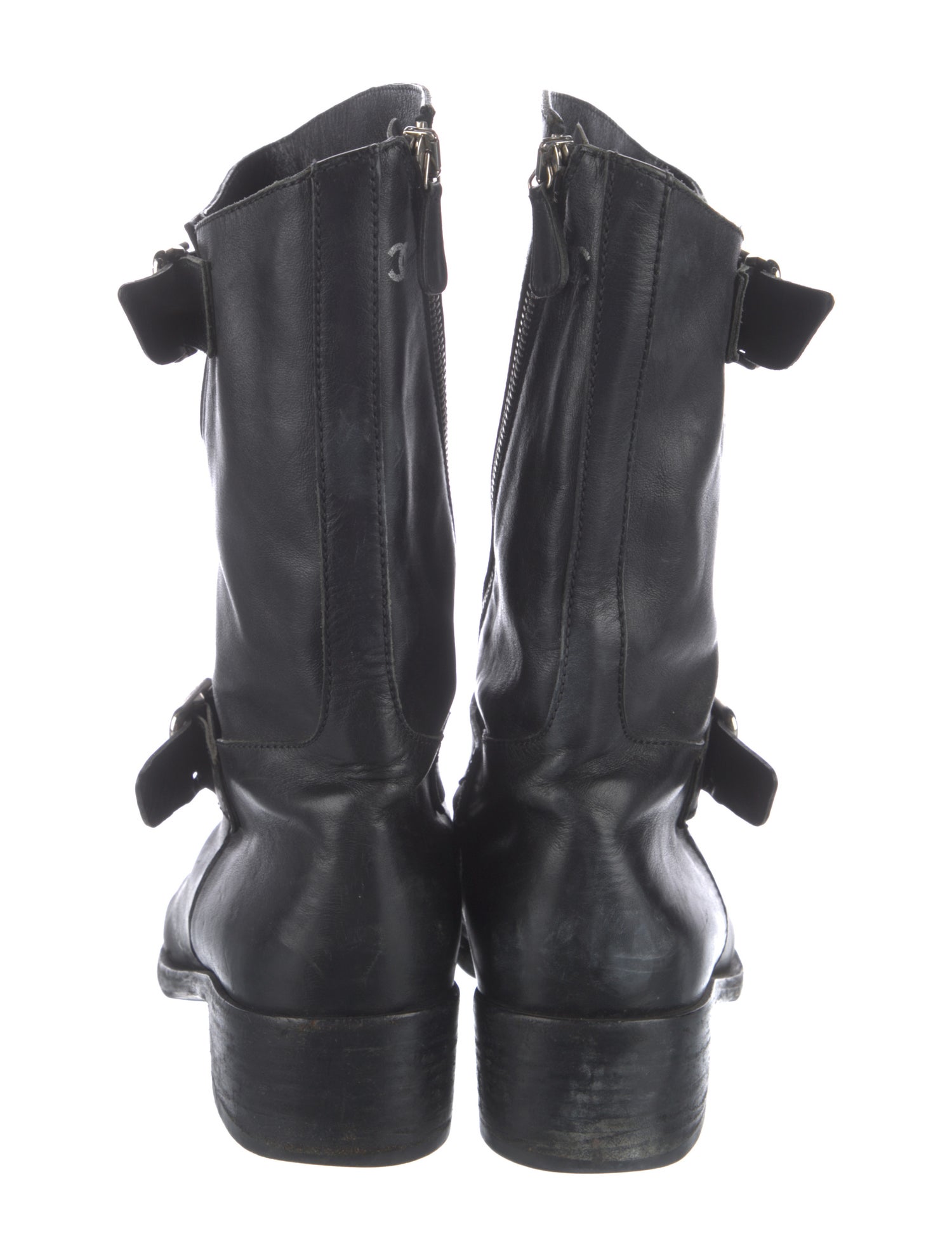 Chanel Interlocking CC Logo Leather Moto Boots