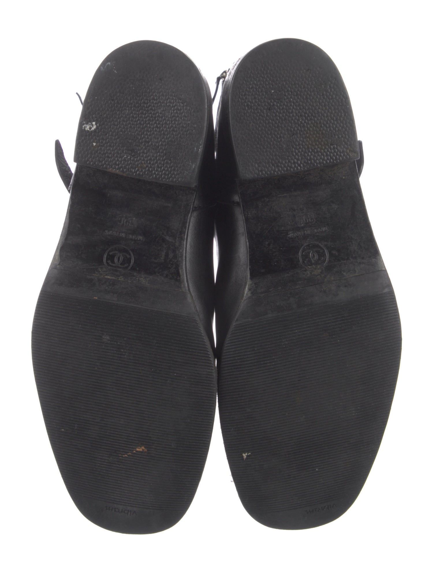 Chanel Interlocking CC Logo Leather Moto Boots