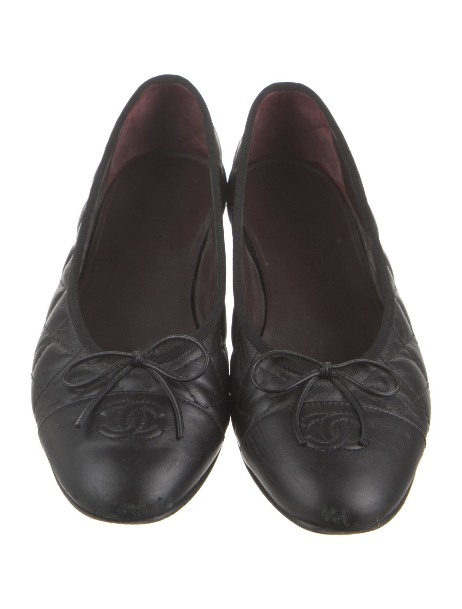 Chanel Interlocking CC Logo Calfskin Ballet Flats