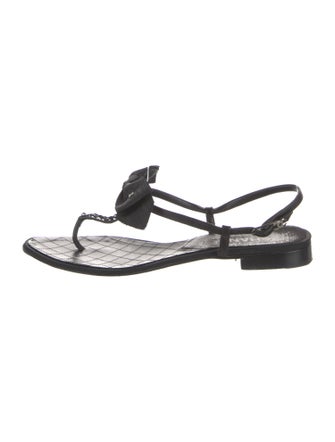 Chanel Interlocking CC Logo Leather T-Strap Sandals
