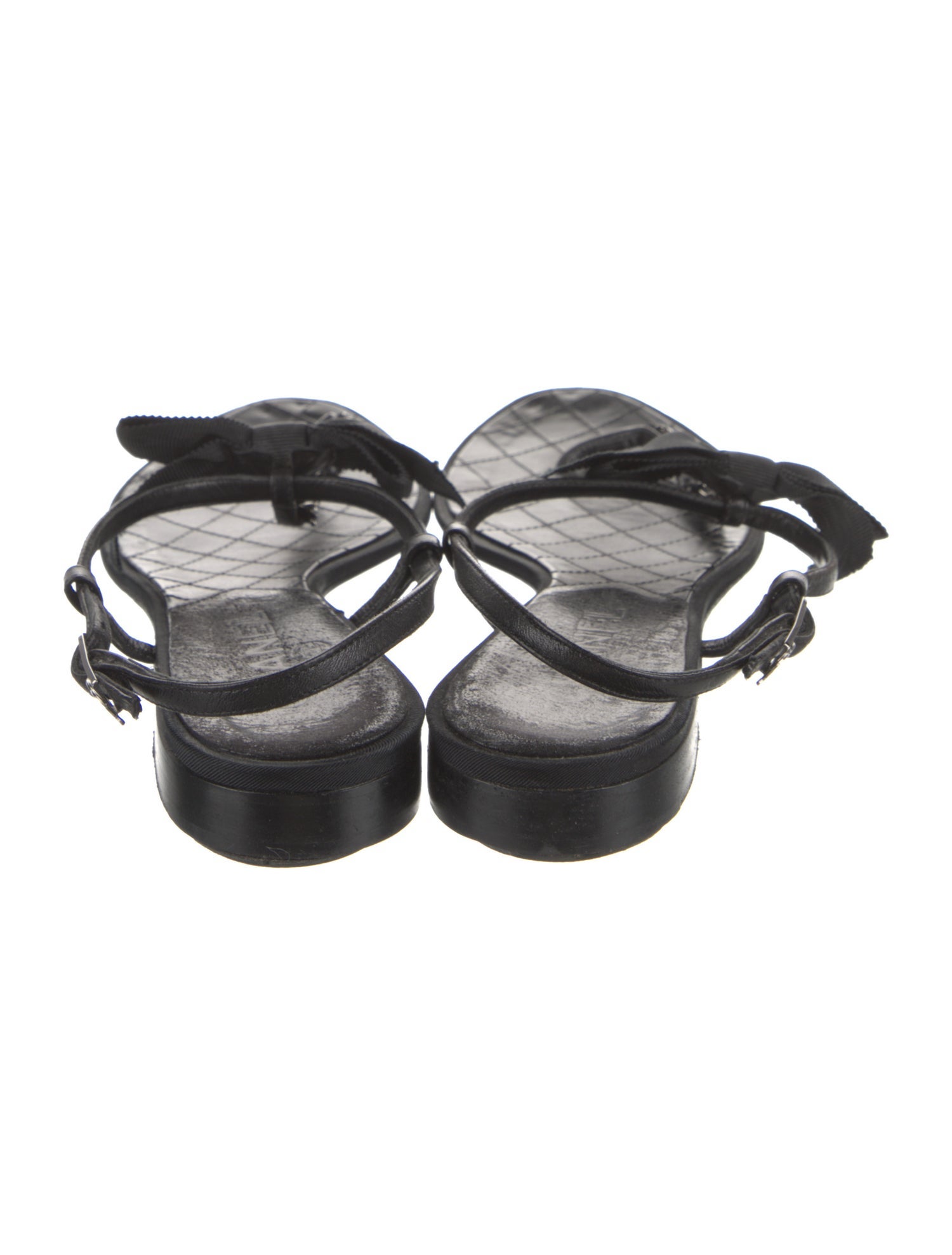 Chanel Interlocking CC Logo Leather T-Strap Sandals