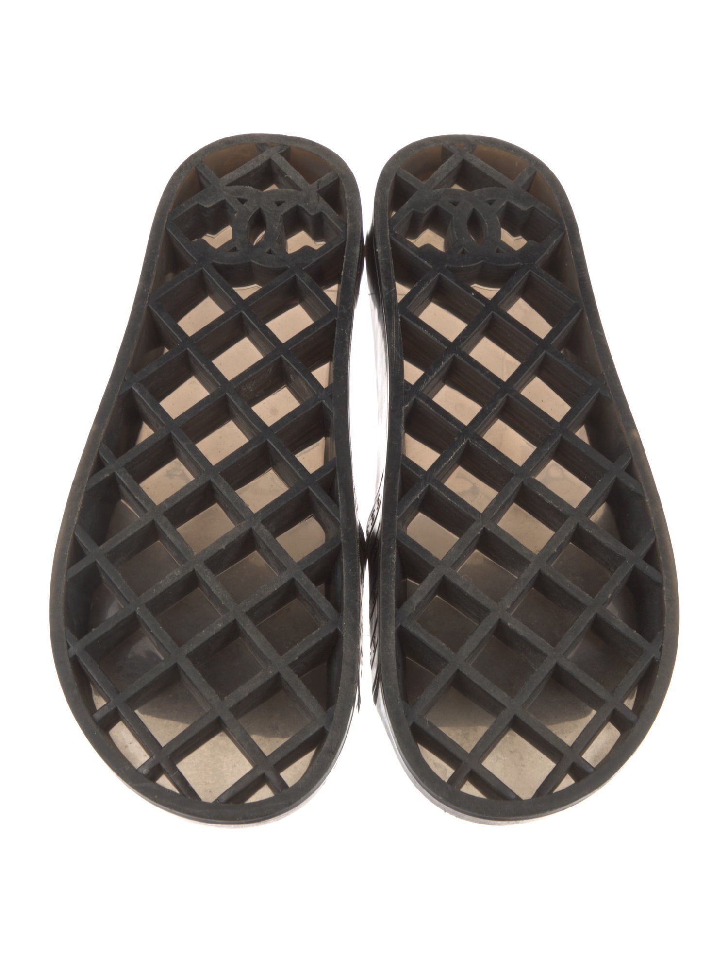 Chanel Interlocking CC Logo Rubber Slides
