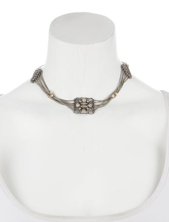 Chanel Faux Pearl & Strass CC Collar Necklace