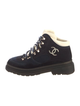 Chanel Interlocking CC Logo Suede Hiking Boots