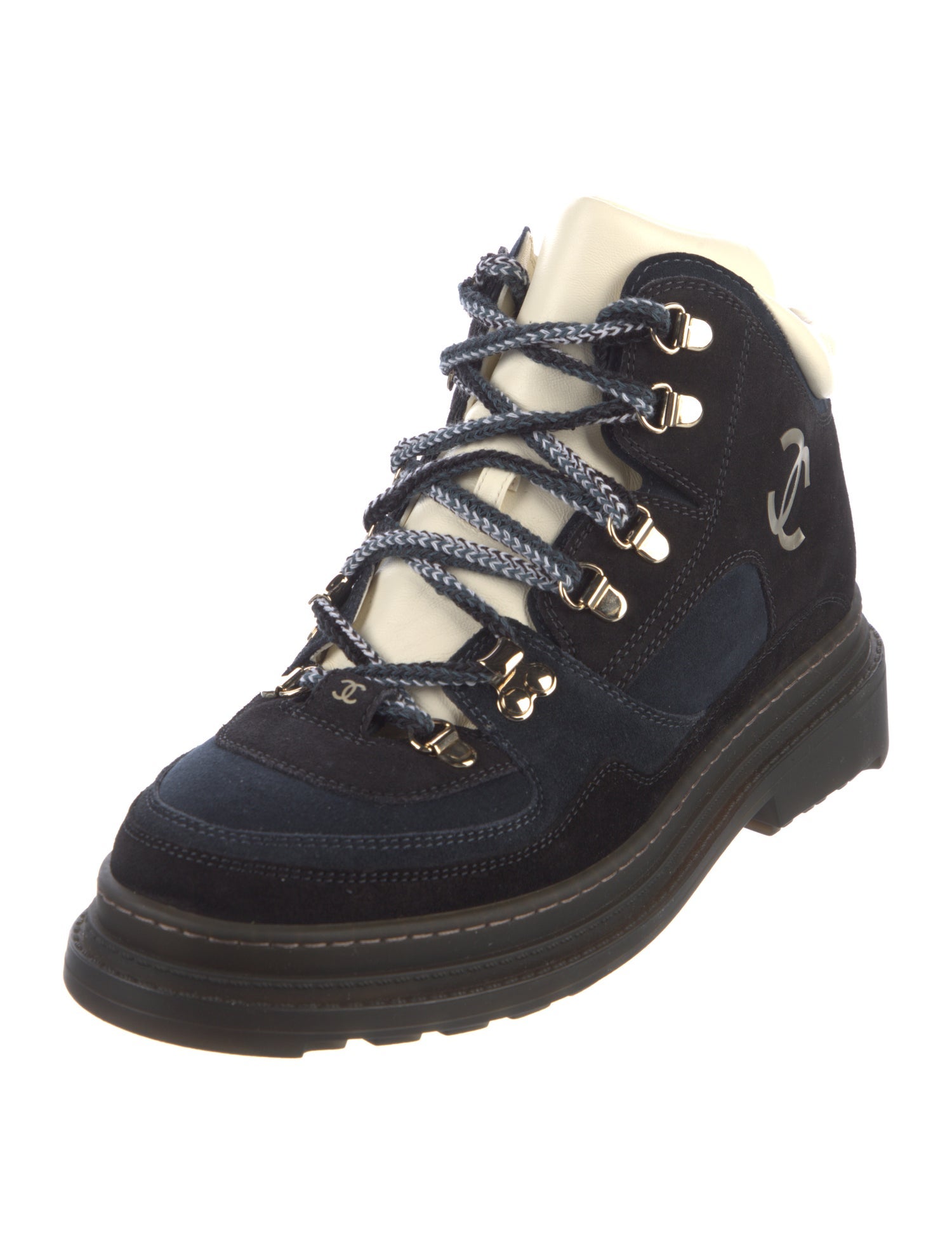 Chanel Interlocking CC Logo Suede Hiking Boots