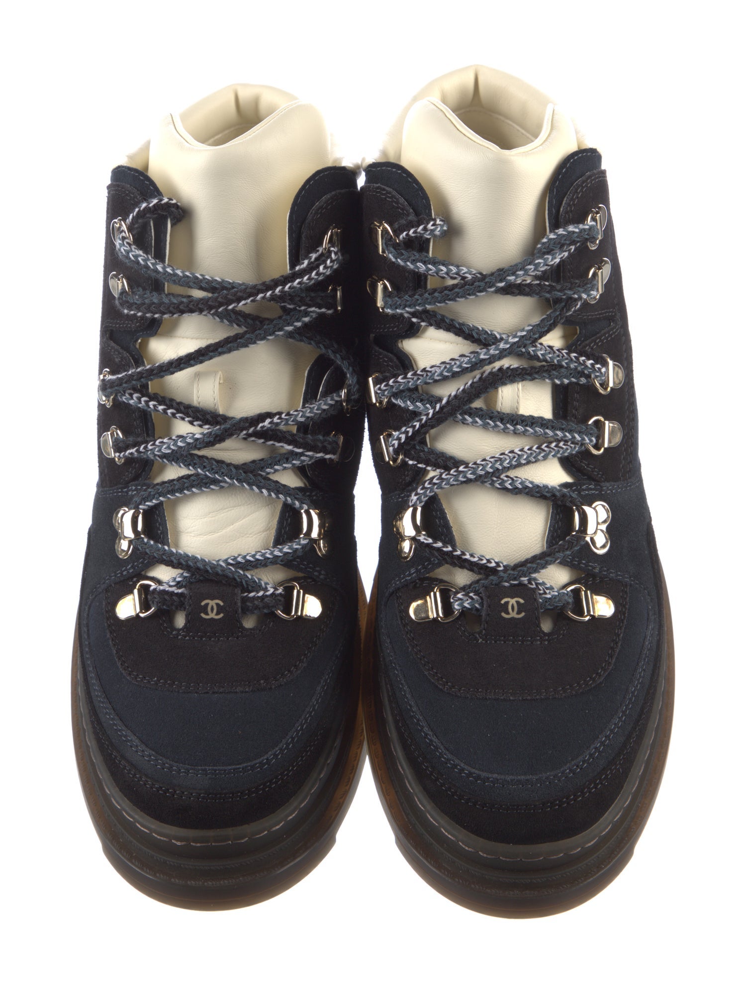 Chanel Interlocking CC Logo Suede Hiking Boots