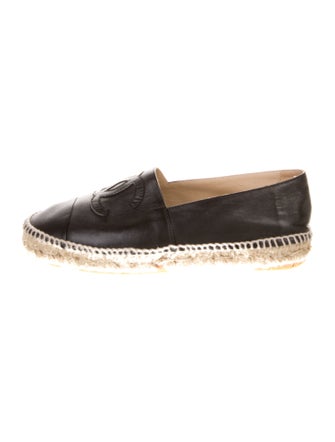 Chanel Interlocking CC Logo Leather Espadrilles
