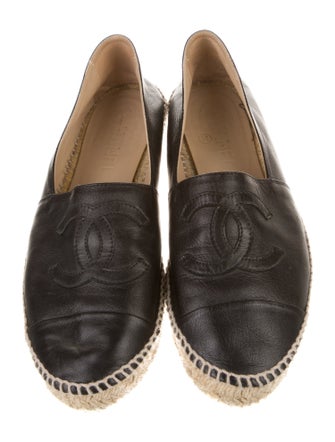 Chanel Interlocking CC Logo Leather Espadrilles