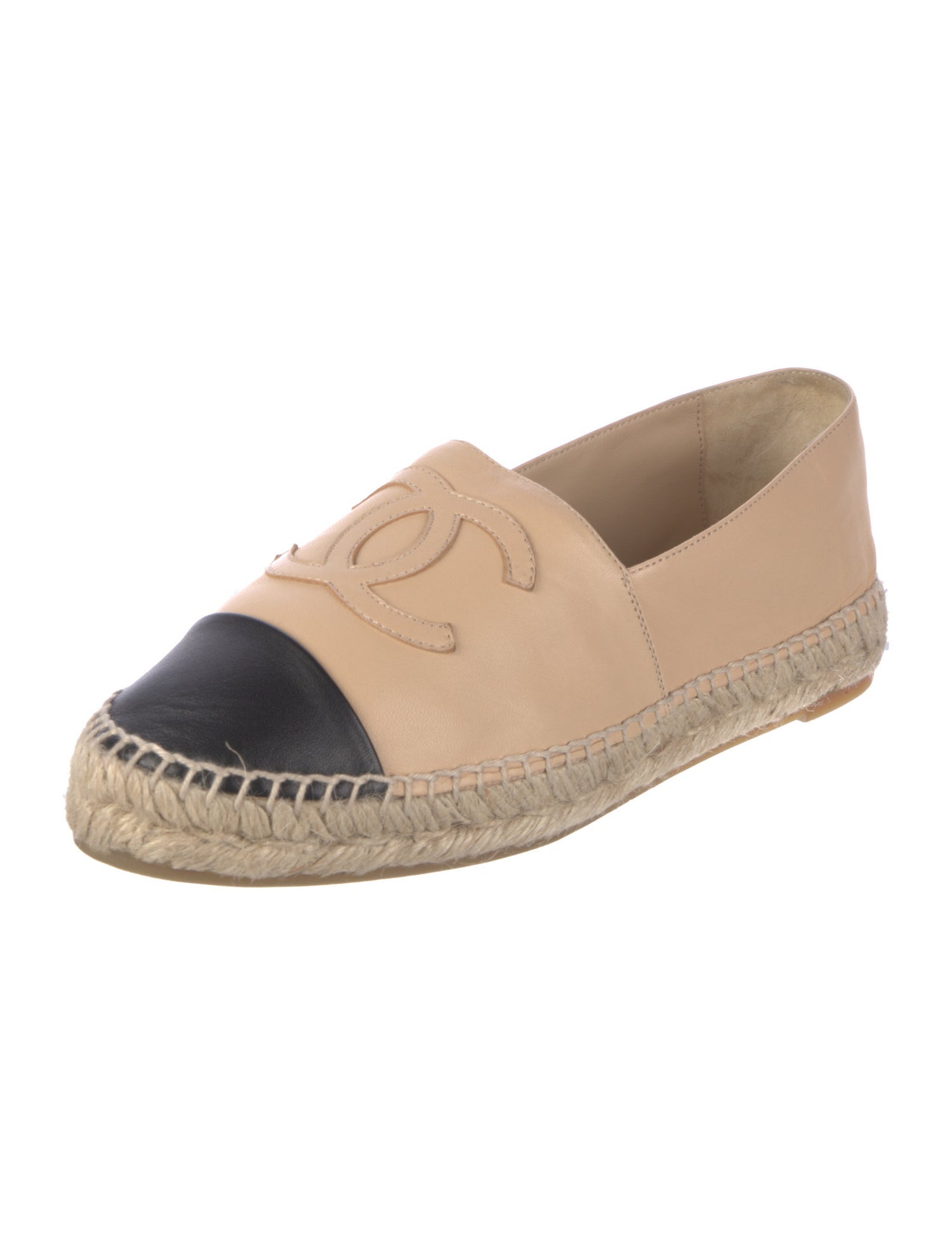 Chanel Interlocking CC Logo Leather Espadrilles