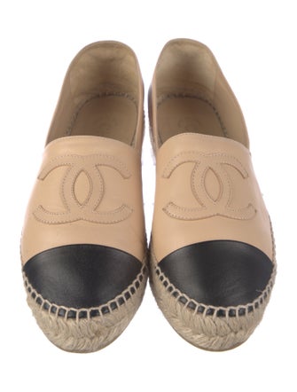 Chanel Interlocking CC Logo Leather Espadrilles