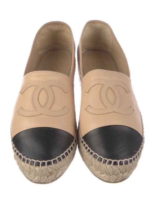 Chanel Interlocking CC Logo Leather Espadrilles