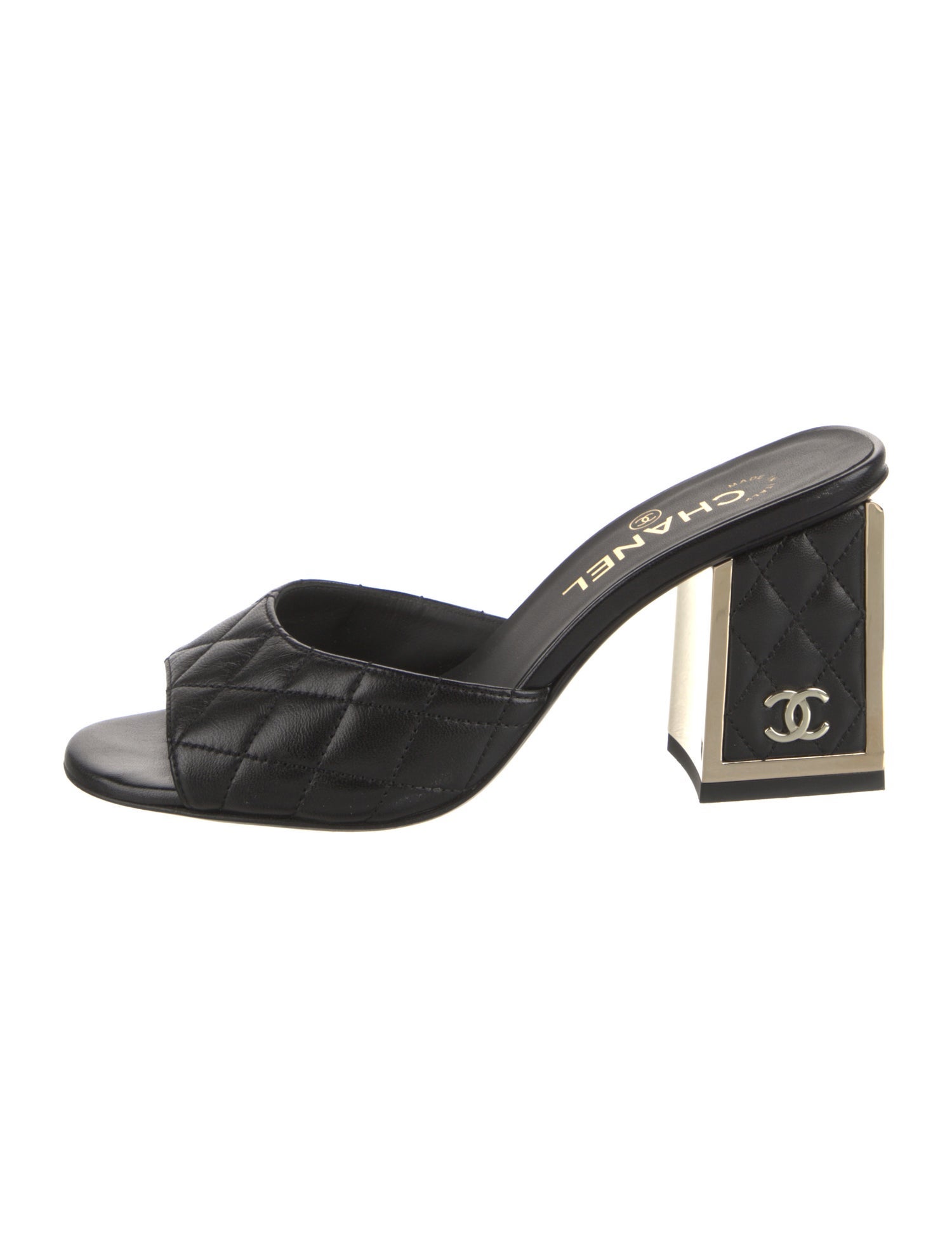Chanel Interlocking CC Logo Leather Slides