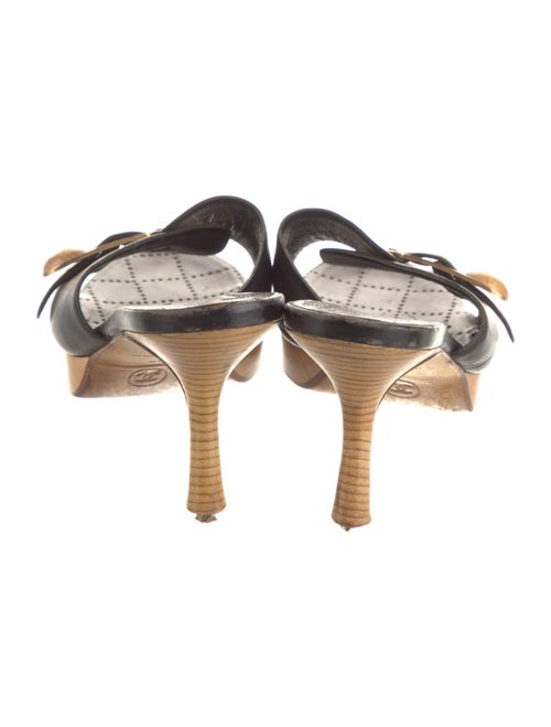 Chanel Interlocking CC Logo Leather Slides