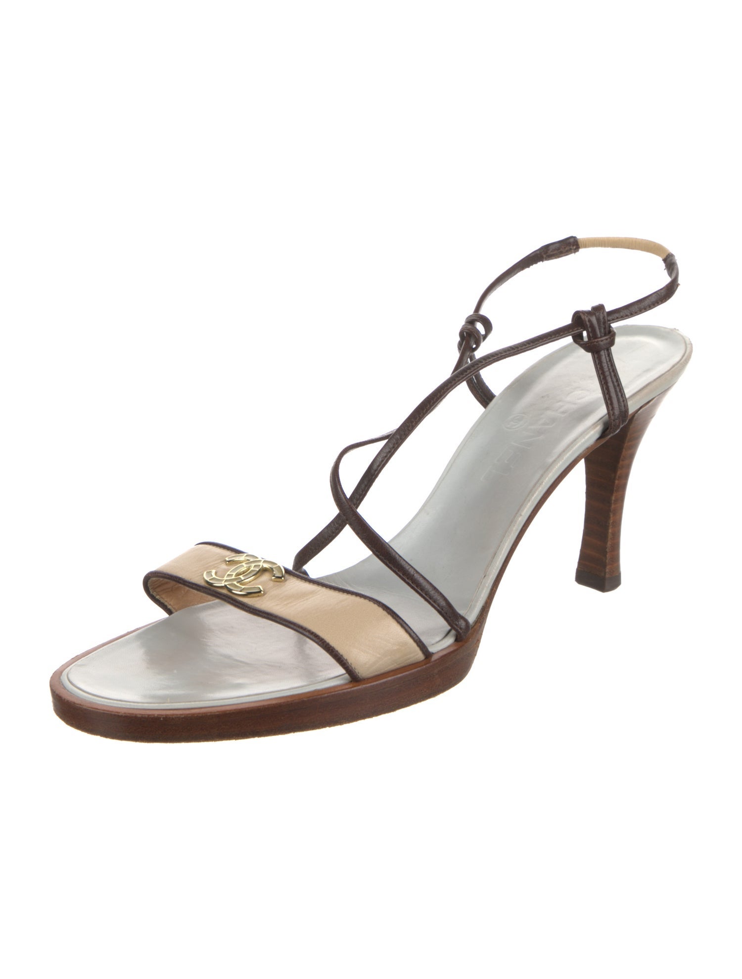 Chanel Vintage Interlocking CC Logo Slingback Sandals